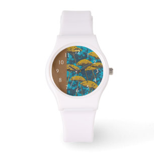 Golden Yarrow Garden with Blue Background Watch
