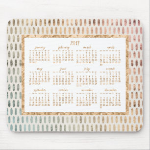 Golden Yearly 2017 Calendar Mouse Pads Light