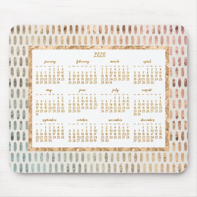 Golden Yearly 2020 Calendar Mouse Pads Light (Front)