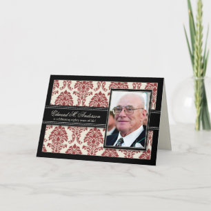 Golden Years Damask Birthday CARD Invitation (red)