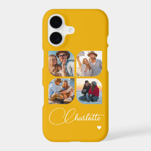 Golden Yellow 4 Photo Personalized Name