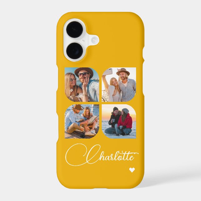 Golden Yellow 4 Photo Personalized Name (Back)