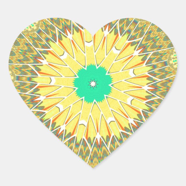 Golden Yellow African ethnic tribal pattern Art  Heart Sticker (Front)