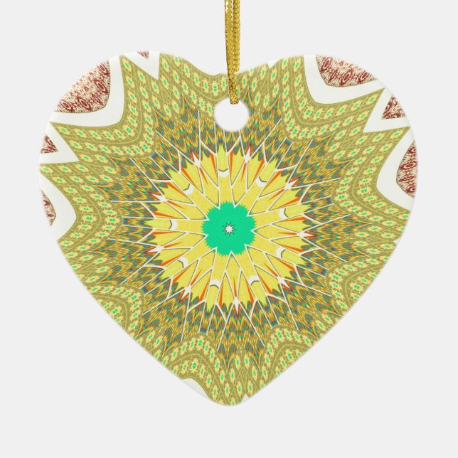 gOLDEN YELLOW African ethnic tribal pattern Ceramic Ornament (Front)