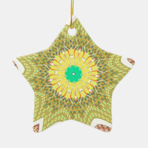gOLDEN YELLOW African ethnic tribal pattern Ceramic Ornament