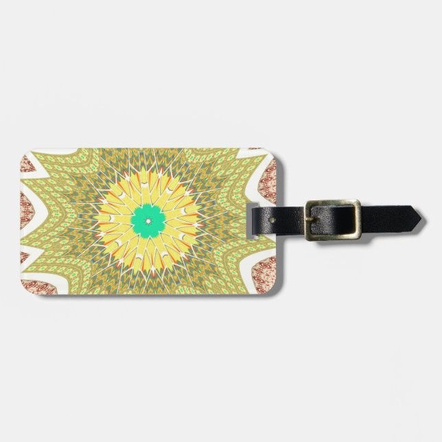gOLDEN YELLOW African ethnic tribal pattern Luggage Tag (Front Horizontal)