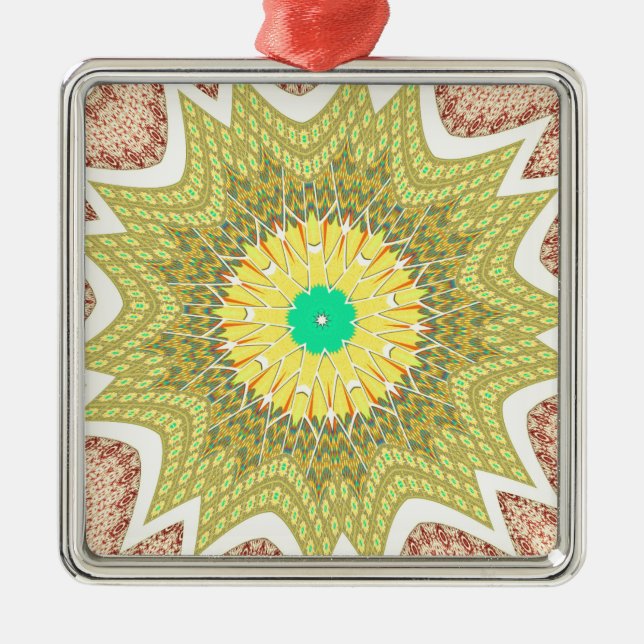 gOLDEN YELLOW African ethnic tribal pattern Metal Ornament (Front)