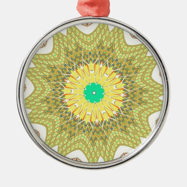 gOLDEN YELLOW African ethnic tribal pattern Metal Ornament (Front)