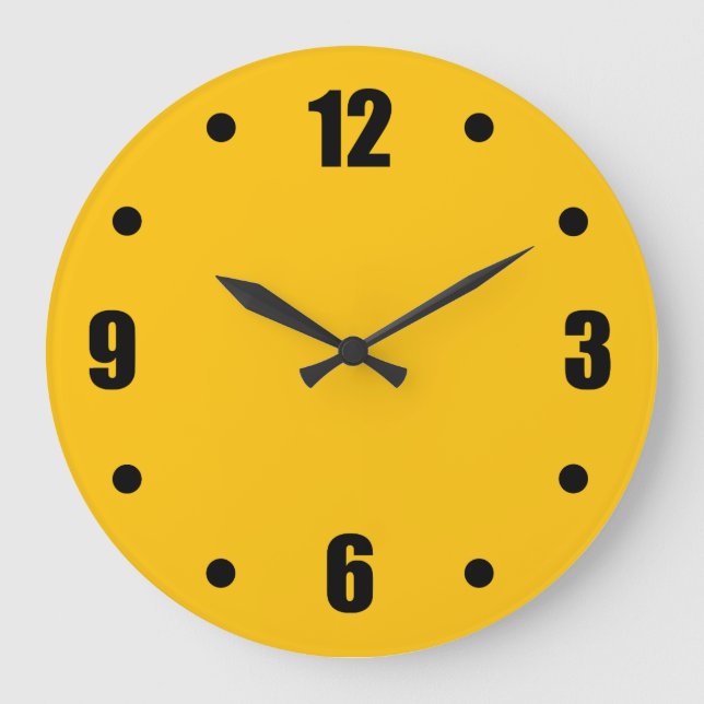 Golden Yellow Amber Colour Accent Large Clock (Front)