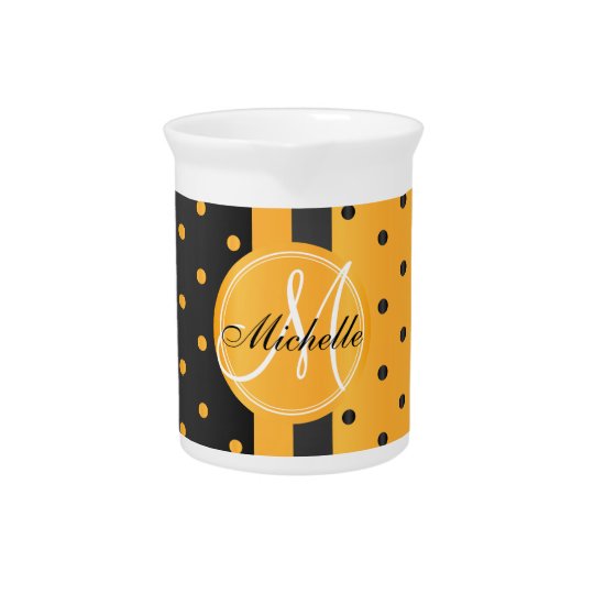 Golden Yellow and Black Polka Dots Pitcher