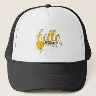 Golden Yellow and Brown Hello Honey Trucker Hat