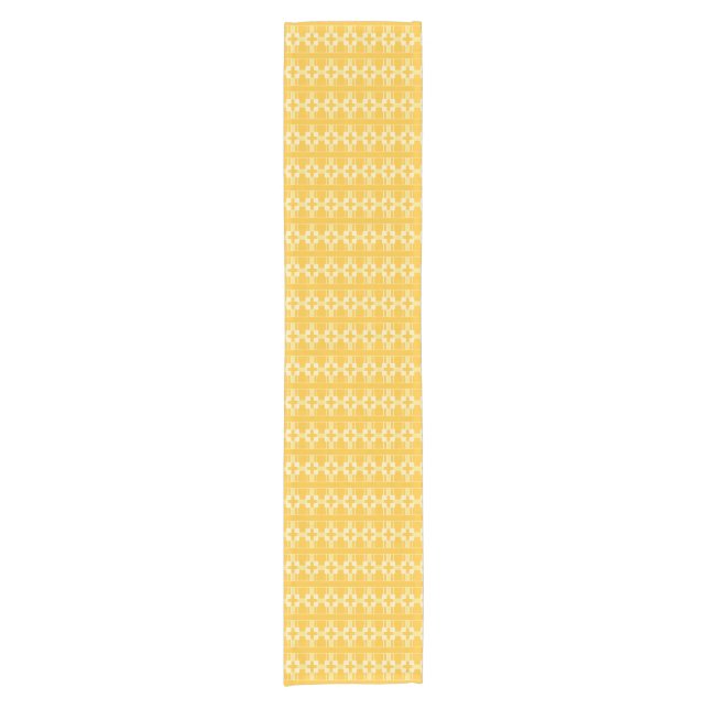 Golden yellow and ivory crosses short table runner (Front)