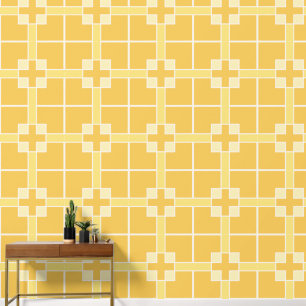 Golden yellow and ivory crosses wallpaper