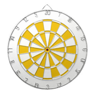 golden yellow and white dartboard
