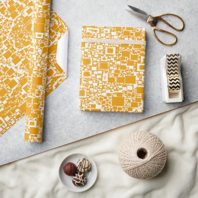 Golden Yellow and White Geometric Abstract Wrapping Paper (Crafts)