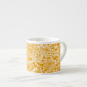 Golden Yellow and White Mini Tile Design Espresso Cup