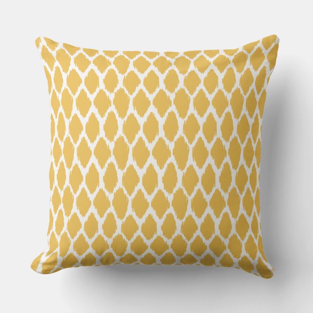 Golden Yellow and White Ogee Patterned Pillow (Front)