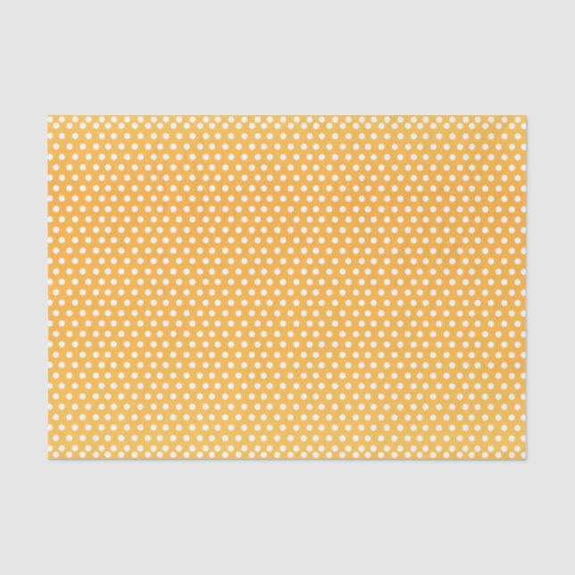 Golden Yellow and White Polka Dots Tissue Paper (Front)