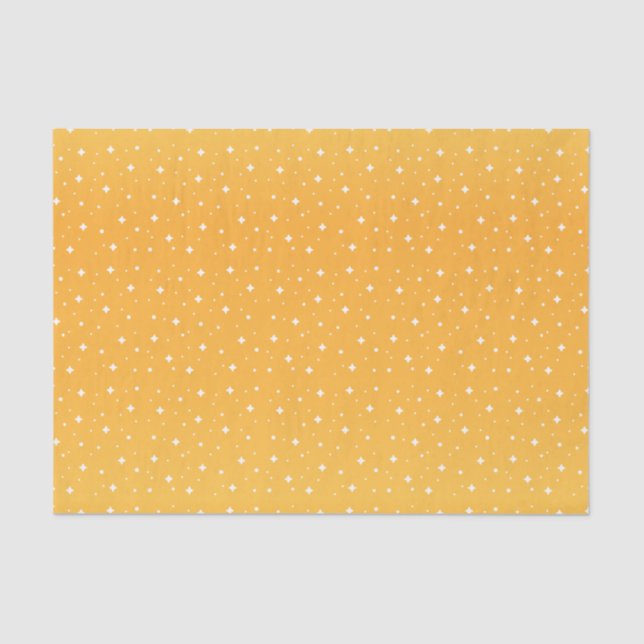 Golden Yellow and White Stars Tissue Paper (Front)