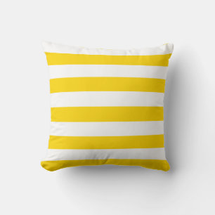Golden Yellow and White Stripes Throw Pillow