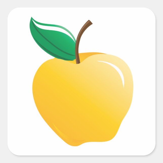 Golden Yellow Apple Square Sticker (Front)