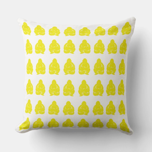 Golden Yellow Asian Moods Buddah Boys Throw Pillow (Front)