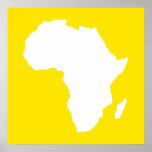 Golden Yellow Audacious Africa Poster<br><div class="desc">Africa map outline in white with contrasting colours in Emporio Moffa's "Safari" palette inspired by the daring adventurousness and wilderness of the continent.</div>