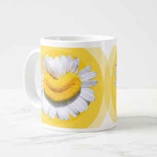 Golden Yellow Aura Chamomile Smiles 70s Vibe Large Coffee Mug