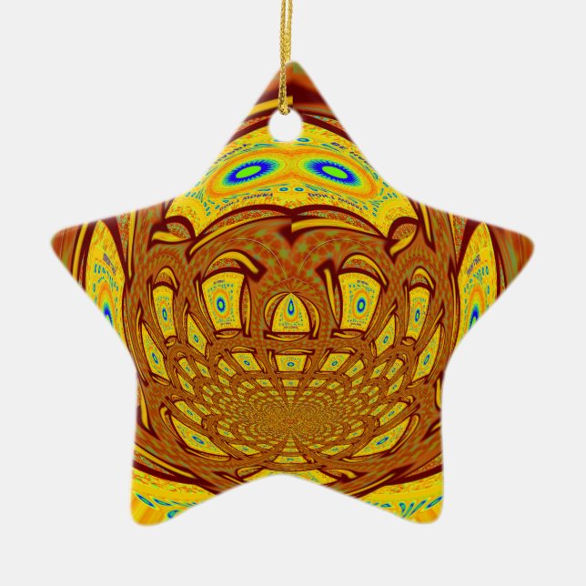 Golden Yellow Baseball Glove Art Print Ceramic Ornament (Front)