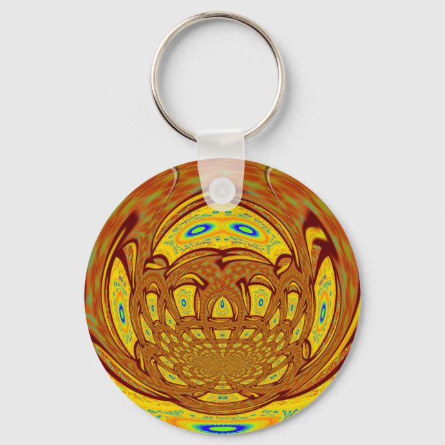 Golden Yellow Baseball Glove Art Print Keychain (Front)