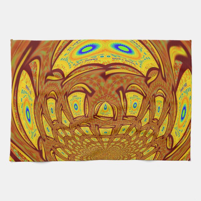 Golden Yellow Baseball Glove Art Print Kitchen Towel (Horizontal)