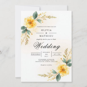 Golden Yellow Blossom Arch Wedding Invitation