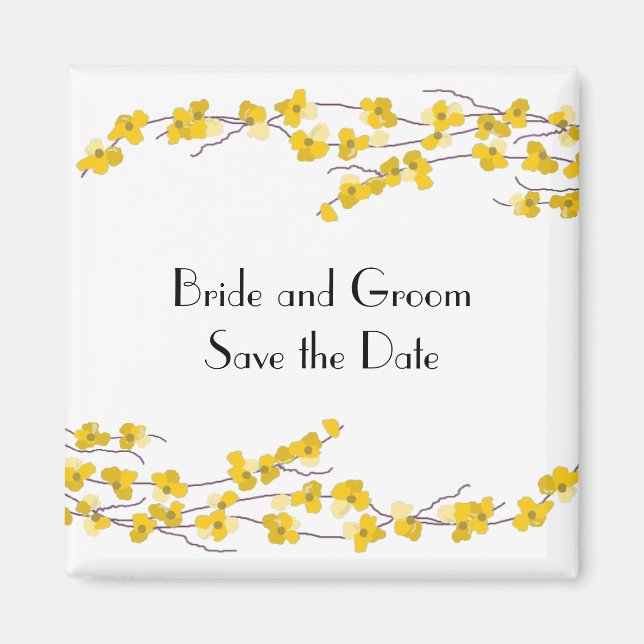 Golden Yellow Blossoms Save the Date Magnet (Front)
