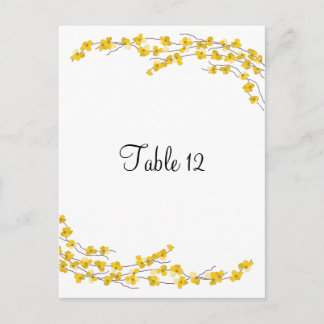 Golden Yellow Blossoms Table Seating Card