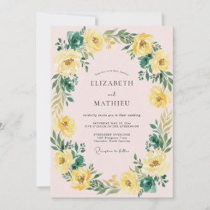 Golden Yellow Botanical Bliss Wedding Invitation