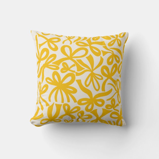 Golden Yellow Coquette ribbons and bows  Throw Pillow (Front)