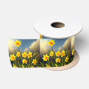 Golden Yellow Daffodil Temptations, Satin Ribbon
