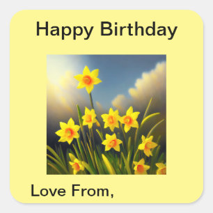 Golden Yellow Daffodil Temptations,  Square Sticker
