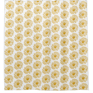 Golden Yellow Daisies Print, Daisy Floral Pattern