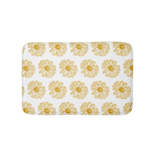 Golden Yellow Daisies Print, Daisy Floral Pattern Bath Mat