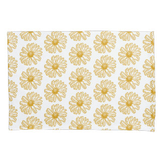 Golden Yellow Daisies Print, Daisy Floral Pattern Pillowcase