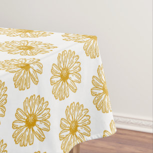 Golden Yellow Daisies Print, Daisy Floral Pattern Tablecloth