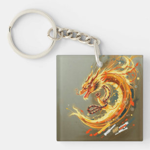 Golden Yellow Dragon Keychain