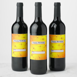 Golden Yellow Dragonflies Flying, Wine Label