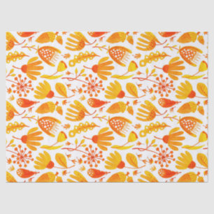 Golden Yellow Fall Leafs & Foliage Pattern Tissue Paper