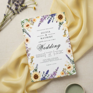 Golden Yellow Floral Archway Wedding Invitation