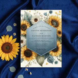 Golden Yellow Floral Romance Wedding Invitation