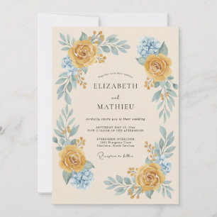 Golden Yellow Floral Whimsy Wedding Invitation