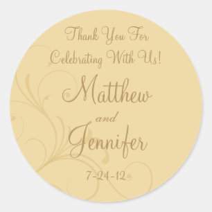 Golden Yellow Flourish Custom Wedding Favour Label