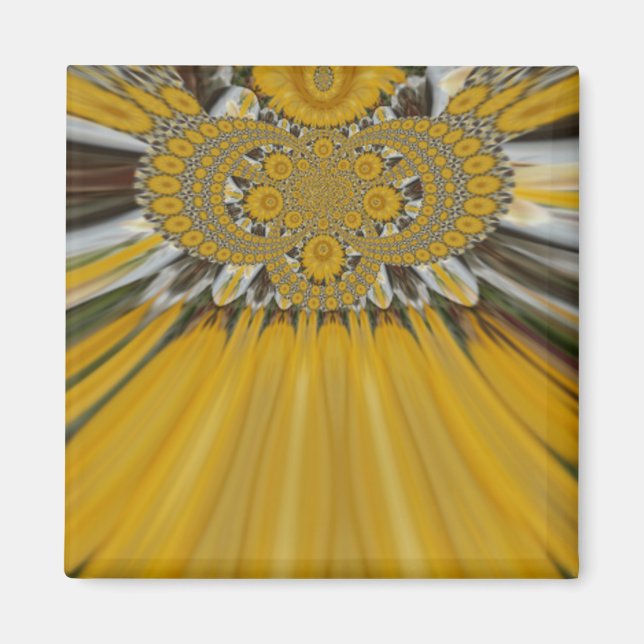 Golden Yellow Flower Pattern Design Art Magnet (Front)